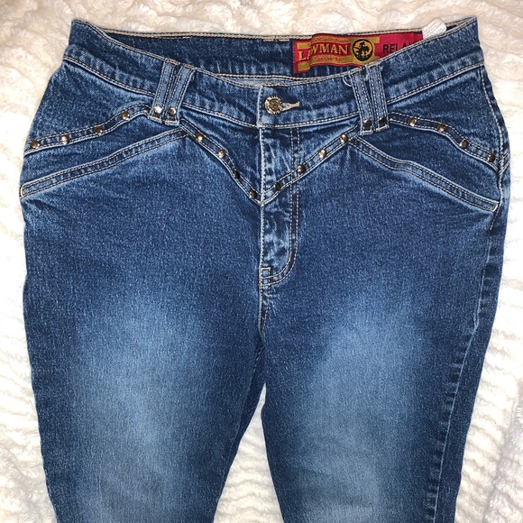 Lawman high rise western jean denim studs 28w - Picture 3 of 12